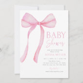 Invitation Pink Bow Coquette Girl Baby Douche (Devant)
