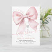 Invitation Pink Bow Coquette It's a Girl Baby Shower (Debout devant)
