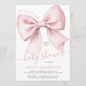 Invitation Pink Bow Coquette It's a Girl Baby Shower (Devant)