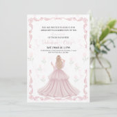 Invitation Pink Bow coquette Princess floral Quinceanera (Debout devant)