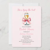 Invitation Pink Bow Coquette Prosecco Douche nuptiale (Devant)