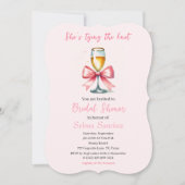 Invitation Pink Bow Coquette Prosecco Douche nuptiale (Devant)