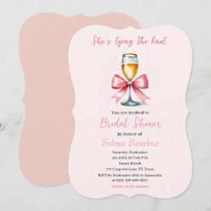 Invitation Pink Bow Coquette Prosecco Douche nuptiale