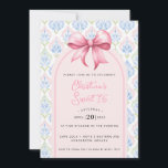 Invitation Pink Bow Coquette Sweet 16<br><div class="desc">This beautiful Sweet 16 birthday invitation features a pink bow. Around the edge is a pink and blue grandmillennial border. You can personalize with all the details for your special event. The back has a coordinating pattern.</div>