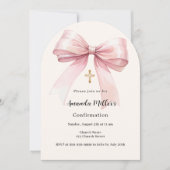 Invitation Pink bow crème fille Confirmation arche (Devant)