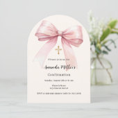 Invitation Pink bow crème fille Confirmation arche (Debout devant)