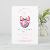 Invitation Pink Bow Disco Ball Party (Debout devant)