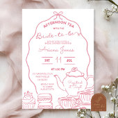 Invitation Pink Bow Doodle Après-midi thé nuptiale douche