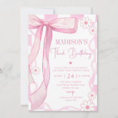 Invitation Pink Bow Elegant 3e anniversaire (Devant)