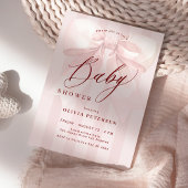 Invitation Pink bow elegant girl baby shower