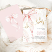 Invitation Pink Bow Elegant Girl Baby Shower