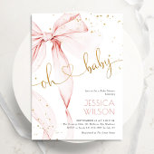 Invitation Pink Bow Elegant Girl Baby Shower