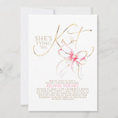 Invitation Pink Bow Elegant Modern Minimalist Bridal Shower (Devant)