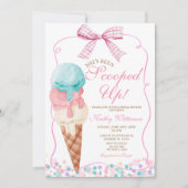 Invitation Pink Bow Elle a été Fête des mariées de crème glac (Devant)