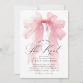 Invitation Pink Bow Elle noue la Fête des mariées de noeud (Devant)