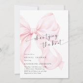 Invitation Pink Bow Elle Tying The Knot Fête des mariées (Devant)