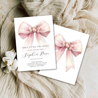 Invitation Pink Bow Elle Tying The Knot Fête des mariées