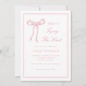 Invitation Pink Bow Elle Tying The Knot Fête des mariées (Devant)