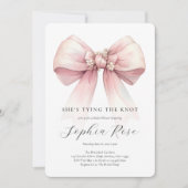 Invitation Pink Bow Elle Tying The Knot Fête des mariées (Devant)