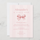 Invitation Pink Bow Fancy ONE Girl 1er anniversaire (Devant)