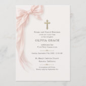 Invitation Pink Bow First Holy Communion Girl's (Devant)