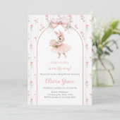 Invitation Pink Bow & Floral Bunny Baby Shower  (Debout devant)