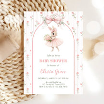 Pink Bow & Floral Bunny Baby Shower