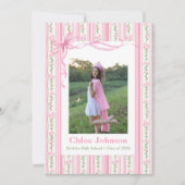 Invitation Pink Bow Floral Graduation (Devant)