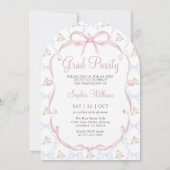 Invitation Pink Bow Floral Graduation Party (Dos)