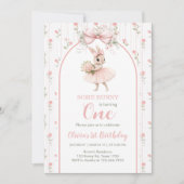 Invitation Pink Bow & Floral Some Bunny is One 1st Birthday (Devant)