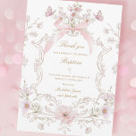 Invitation  pink bow flowers crest Thank you card<br><div class="desc">Thank you for coming card</div>