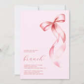 Invitation Pink Bow Friends Valentine Galentine’s Day Brunch (Devant)