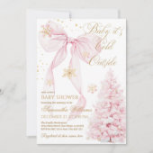 Invitation Pink Bow Froid Dehors Baby Girl Douche (Devant)