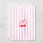 Invitation Pink Bow Fruit Sweet Cherry First Birthday (Dos)
