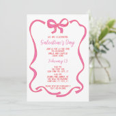 Invitation Pink Bow Galentine's Day Saint-Valentin (Debout devant)
