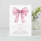 Invitation Pink Bow Galentines Jour Brunch (Debout devant)