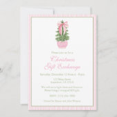 Invitation Pink Bow Ginger Jar Christmas Tree Party (Devant)