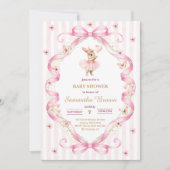Invitation  Pink Bow Gingham Bunny Baby Shower  (Devant)