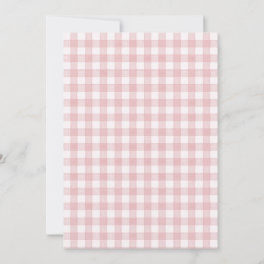 Invitation Pink Bow Gingham Daisy Clothesline I (Dos)