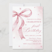 Invitation Pink Bow Girl 1er anniversaire (Devant)