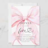 Invitation Pink Bow Girl 5th Birthday  (Devant)