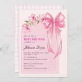 Invitation Pink Bow Girl Baby Shower (Devant / Derrière)