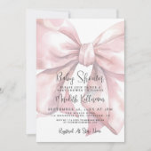 Invitation Pink Bow Girl Baby Shower (Devant)