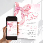 Invitation Pink Bow Girl Baby Shower