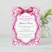 Invitation Pink Bow Girl Baby Shower (Debout devant)