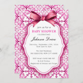 Invitation Pink Bow Girl Baby Shower (Devant / Derrière)