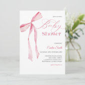 Invitation Pink bow Girl baby shower (Debout devant)
