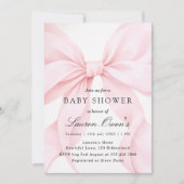 Invitation Pink Bow Girl Baby Shower (Devant)
