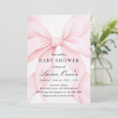 Invitation Pink Bow Girl Baby Shower (Debout devant)