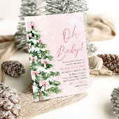 Invitation Pink Bow Girl Christmas Tree Oh Baby Baby shower